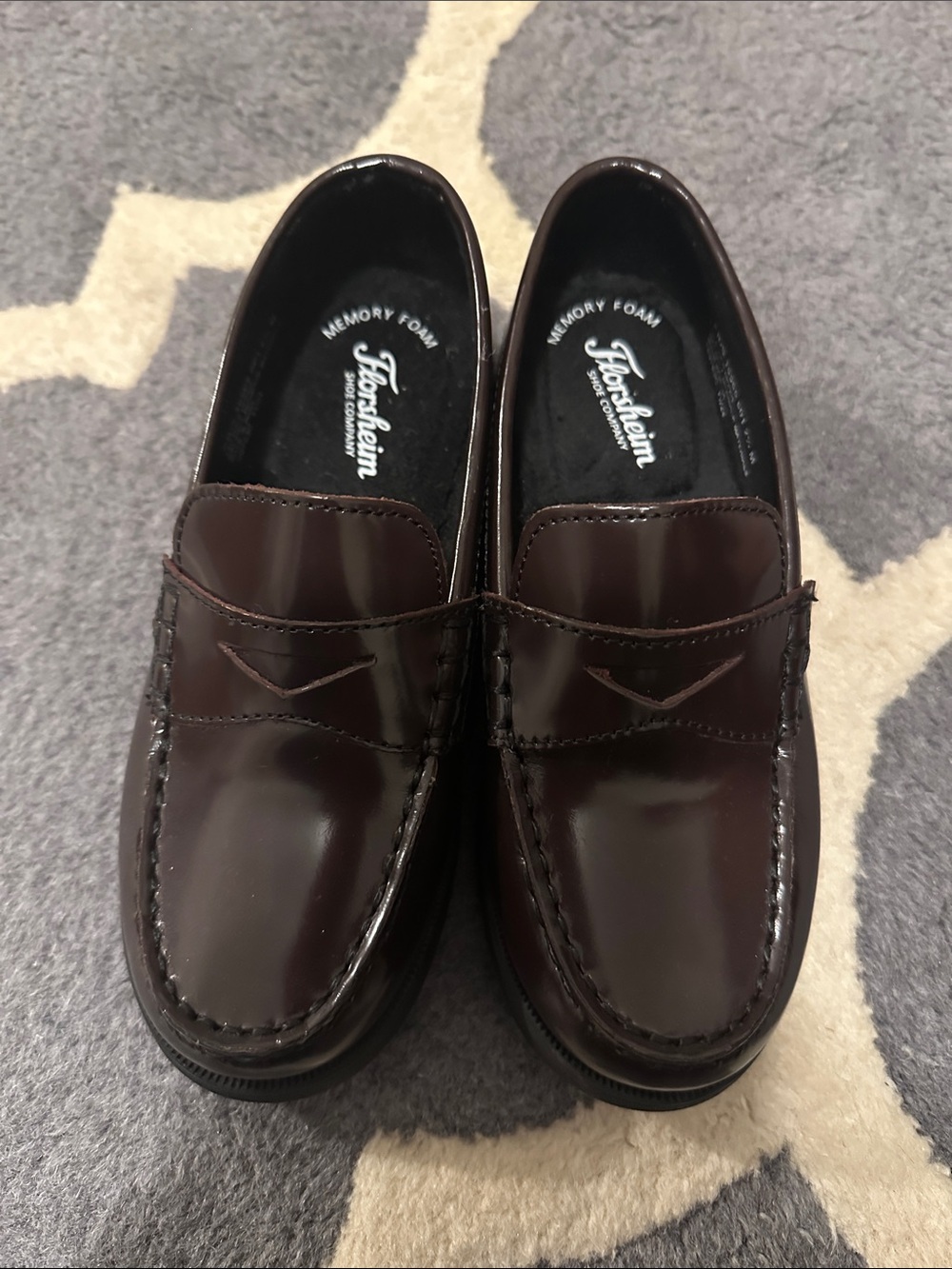 Florsheim Kids Burgundy Leather Penny Loafers Sz 2.5 M